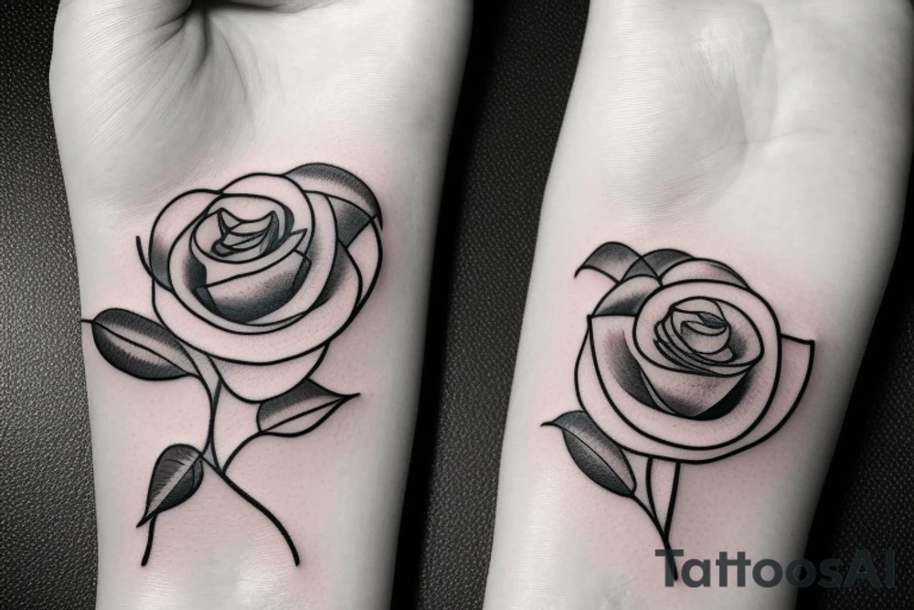 A minimalist tattoo design of a rose with a stem growing out of ashes tattoo idea