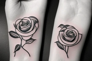 A minimalist tattoo design of a rose with a stem growing out of ashes tattoo idea
