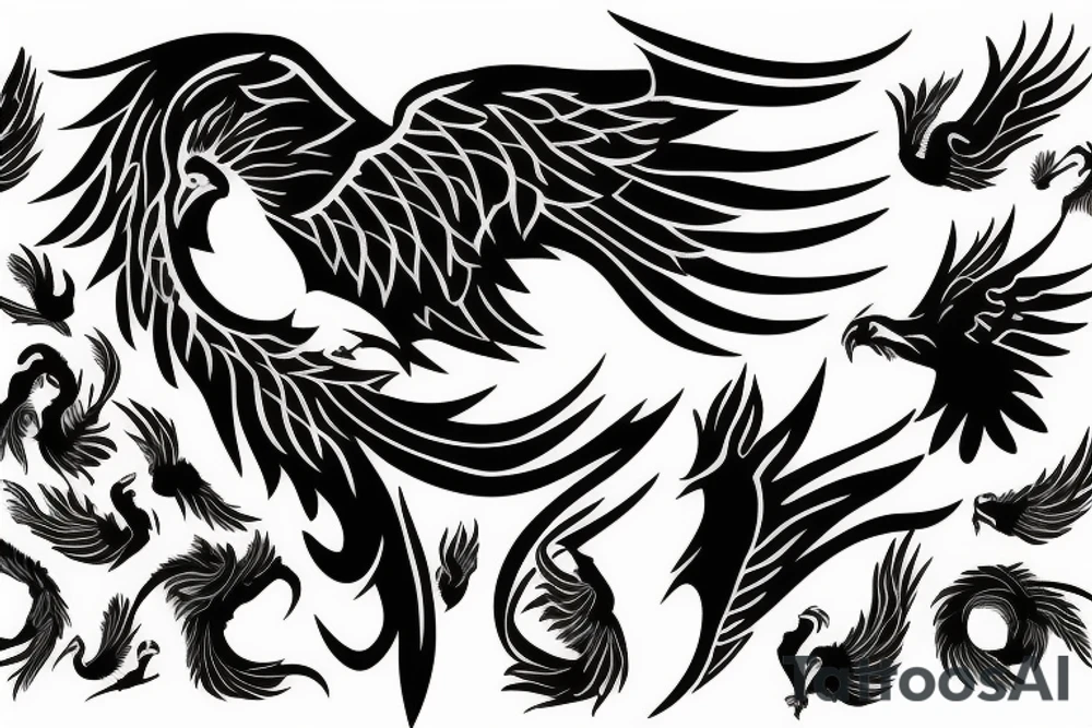 A Phoenix rising from ashes tattoo idea