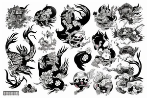 An arm tattoo Japanese themed full color tattoo idea