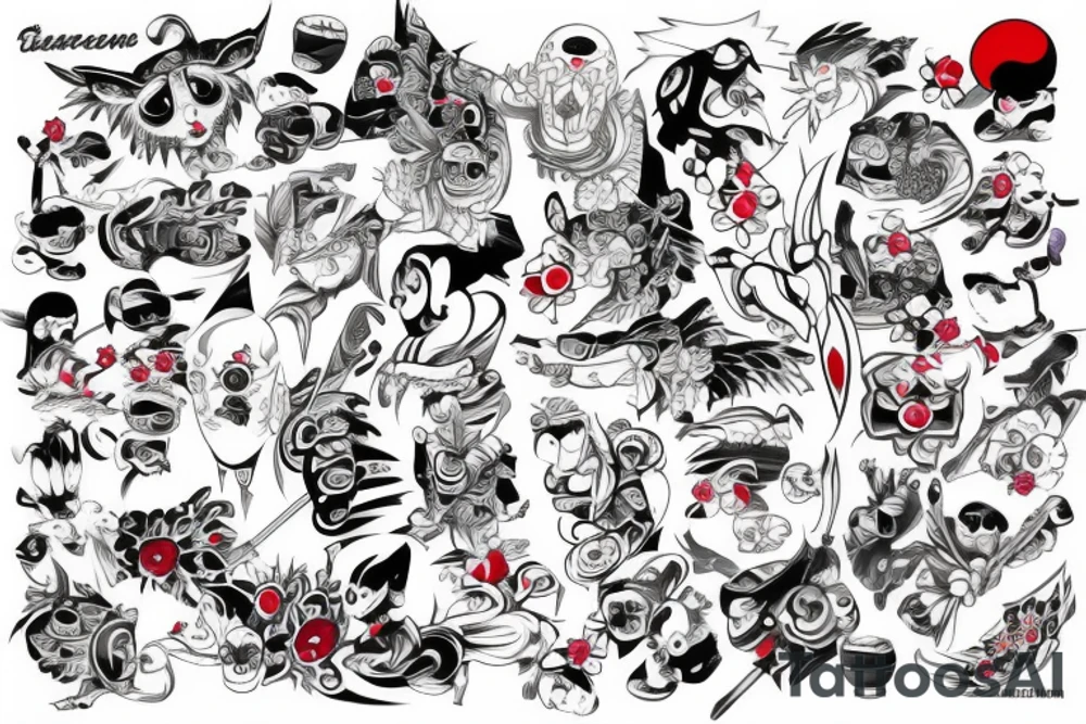 An arm tattoo Japanese themed full color tattoo idea