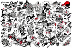 An arm tattoo Japanese themed full color tattoo idea