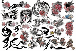 An arm tattoo Japanese themed full color tattoo idea