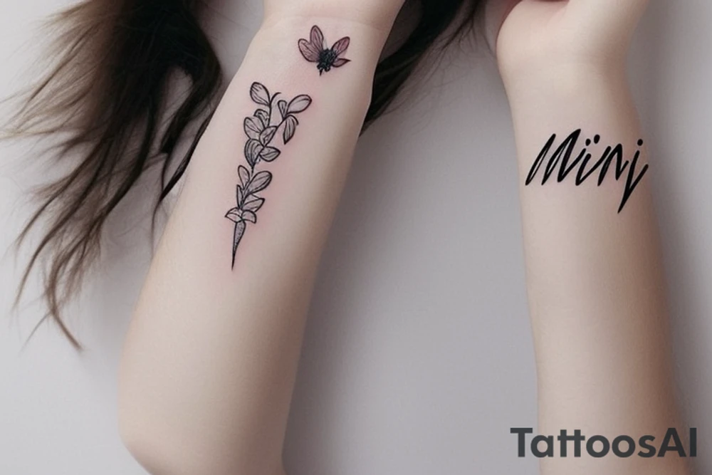 Write Mimi with a minimalistic style and add a nice feminine touch to it tattoo idea