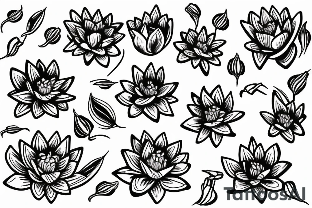 water lilly flower design tattoo idea