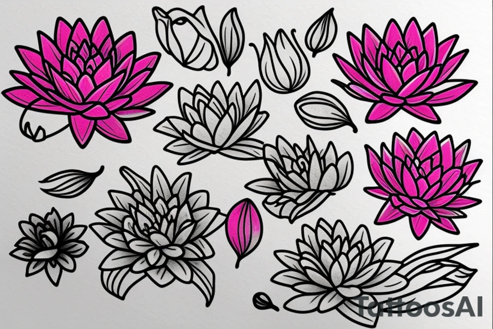 water lilly flower design tattoo idea