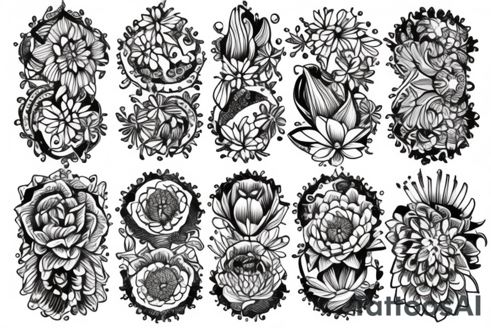 water lilly flower design tattoo idea