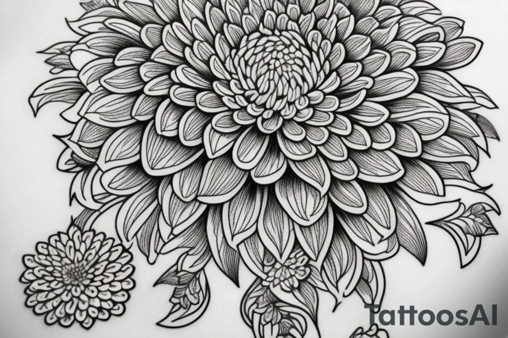 chrysanthemum flower design tattoo idea