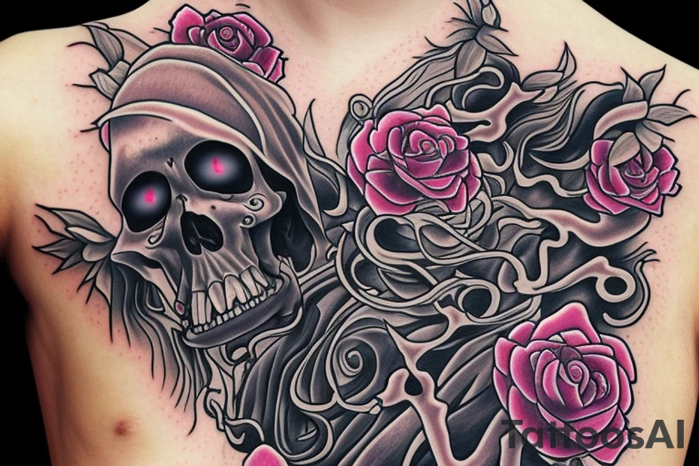 Grim reaper with flowers flowing from the  Sith tattoo idea