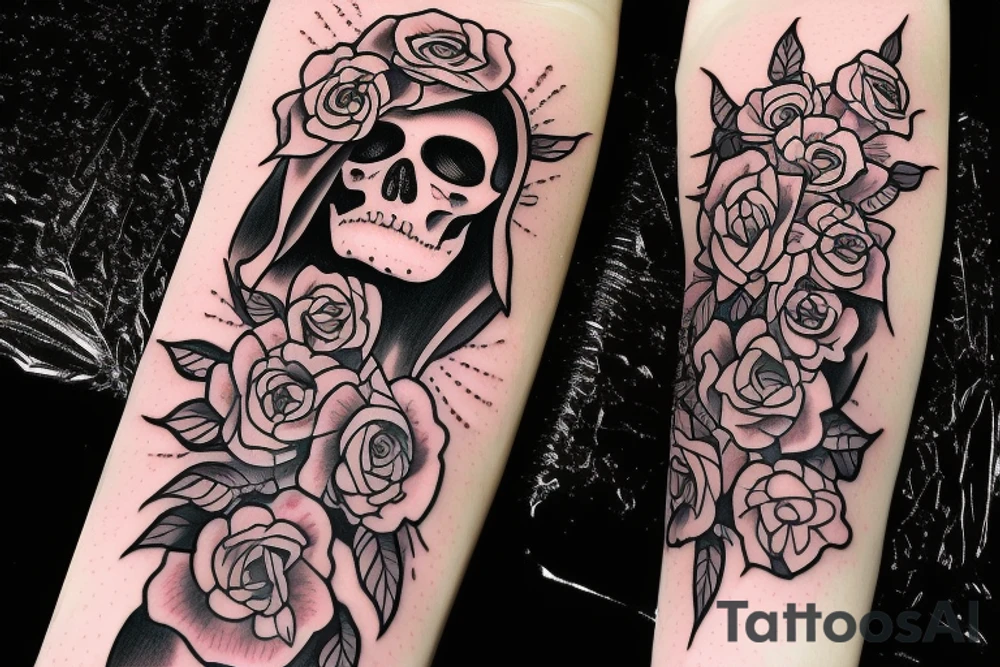 Grim reaper with flowers flowing from the  Sith tattoo idea