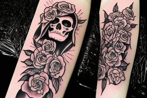 Grim reaper with flowers flowing from the  Sith tattoo idea