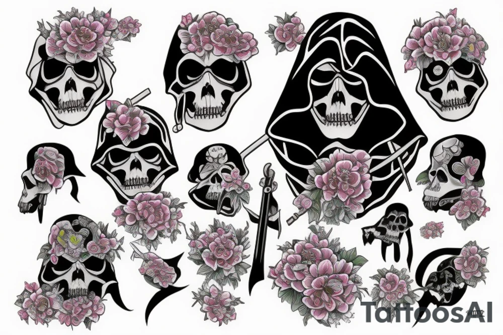 Grim reaper with flowers flowing from the  Sith tattoo idea