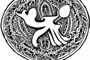 Calf band tattoo featuring exactly three hamsa symbols. It's wrapped around the calf. tattoo idea