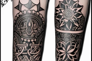 Calf tattoo featuring exactly three hamsa symbols. It's wrapped around the calf. tattoo idea