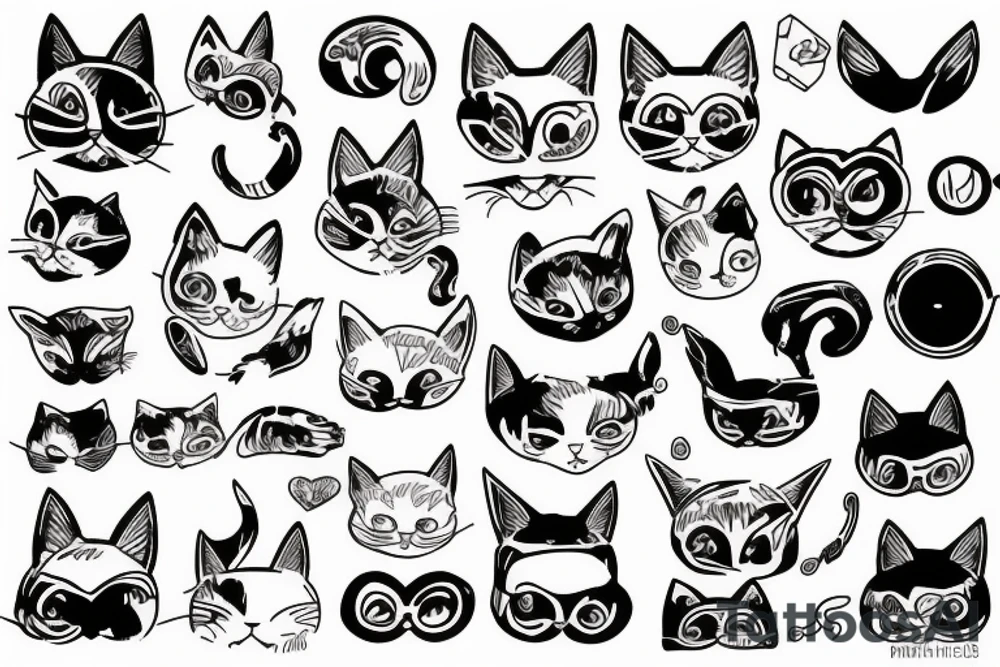 cat ears old school tattoo idea