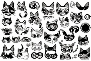 cat ears old school tattoo idea