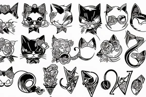 cat ears old school sleeve tattoo idea