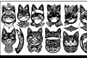 cat ears old school sleeve tattoo idea