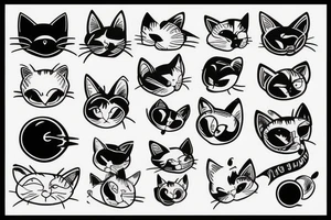 cat ears old school sleeve tattoo idea