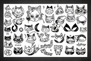 cat ears old school sleeve tattoo idea