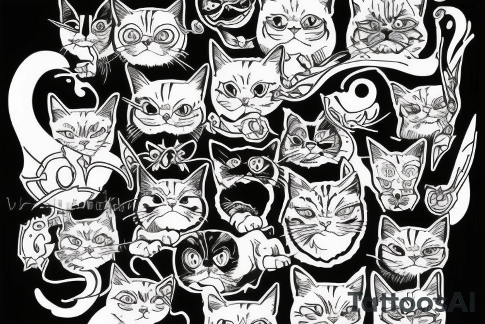 angry cat old school tattoo idea