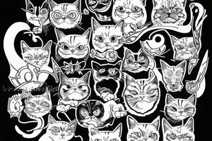 angry cat old school tattoo idea