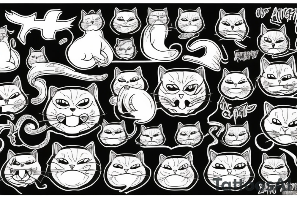 angry cat old school tattoo idea