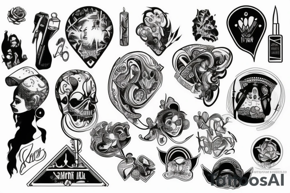 old school new school sleeve tattoo idea