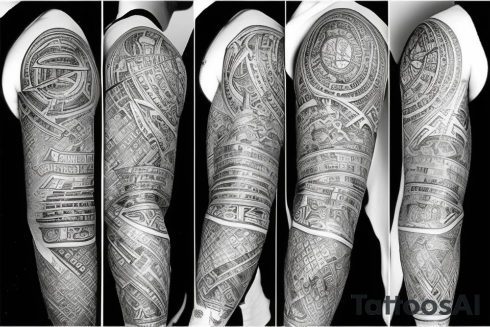 old school new school sleeve tattoo idea