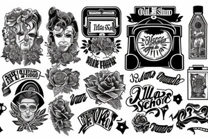 old school new school sleeve tattoo idea