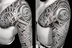 new school sleeve tattoo idea