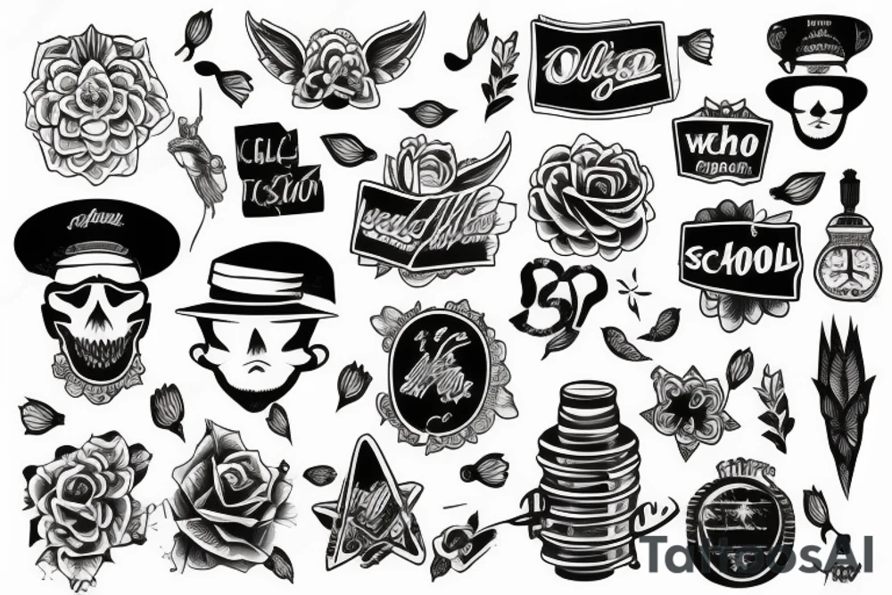 new school sleeve tattoo idea