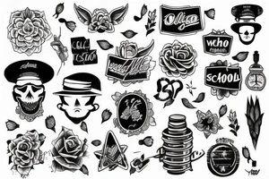new school sleeve tattoo idea