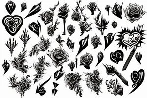 burning heart with thorns tattoo idea