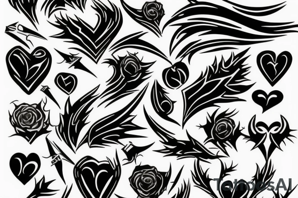 burning heart with thorns tattoo idea