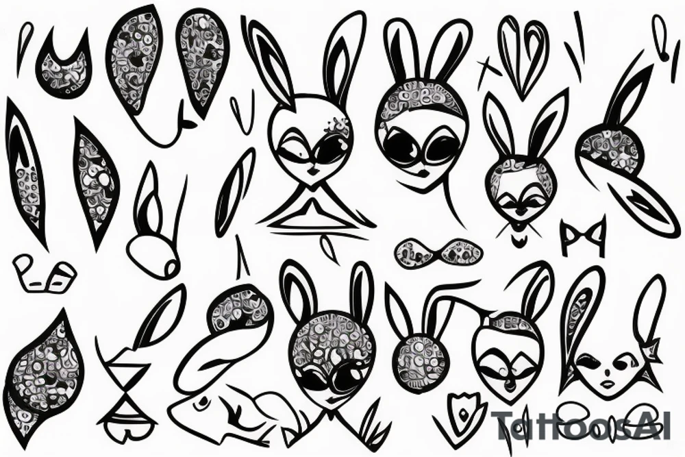 girl with bunny ears tattoo idea
