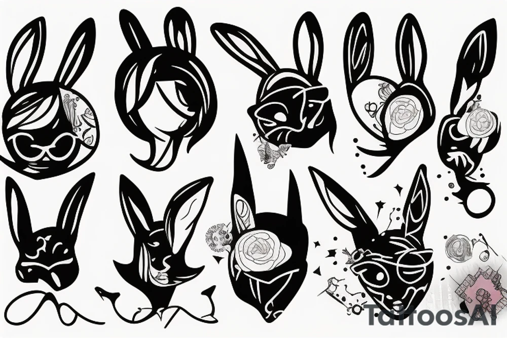 girl with bunny ears tattoo idea