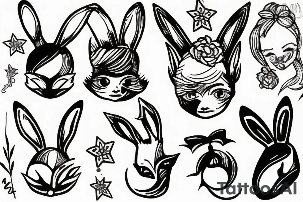 girl with bunny ears tattoo idea