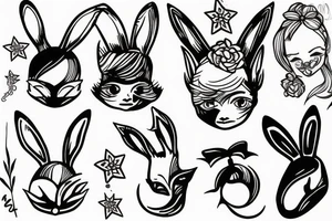 girl with bunny ears tattoo idea