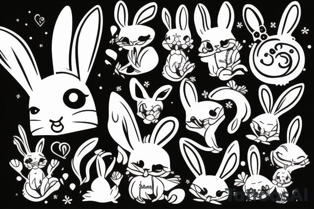 girl with bunny ears tattoo idea