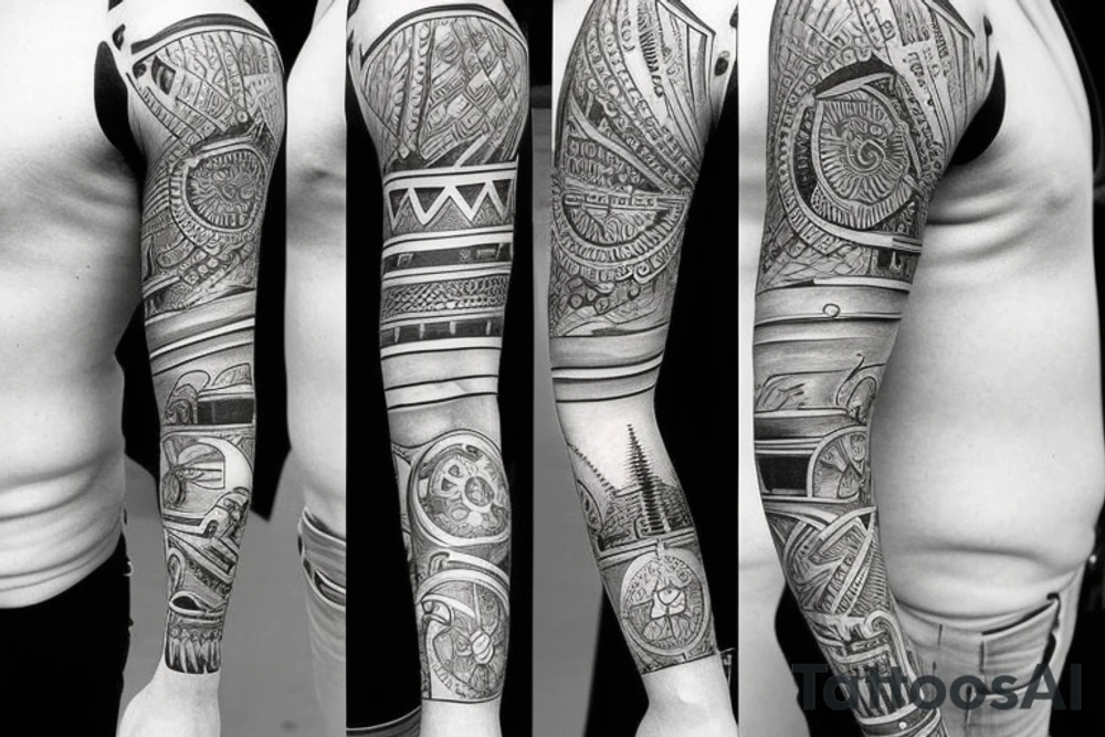 sleeve bracelet tattoo idea
