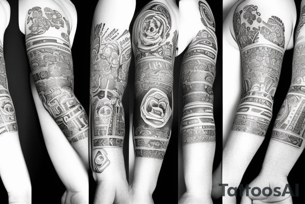 sleeve bracelet tattoo idea