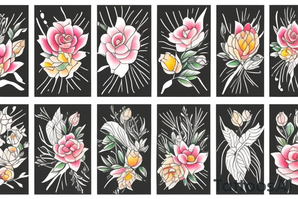 floral design minimalist tattoo idea