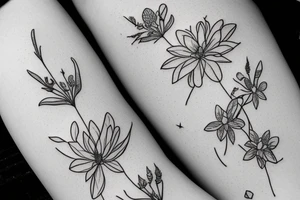 botanical delicate real life flowers minimalist tattoo idea
