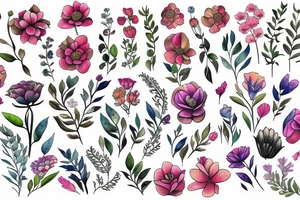 botanical delicate real life flowers tattoo idea