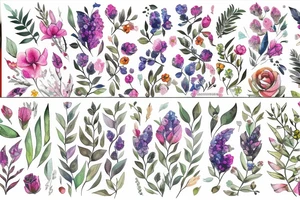 botanical delicate real-life flowers tattoo idea