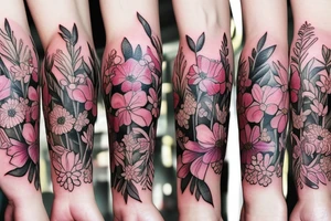botanical delicate real-life flowers tattoo idea