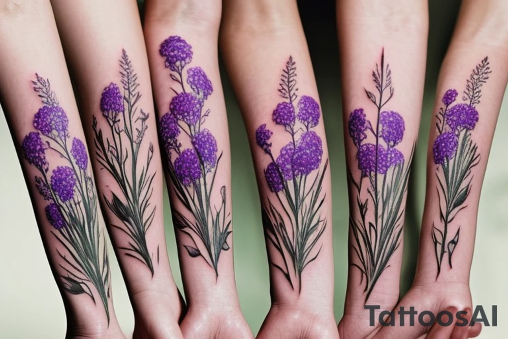 delicate wildflowers, and they have long stems to create a realistic effect. very dainty but detailed and botanical. Not loud or overdone. elegantly placed to wrap a woman's features. create a scene that depicts pollinating tattoo idea