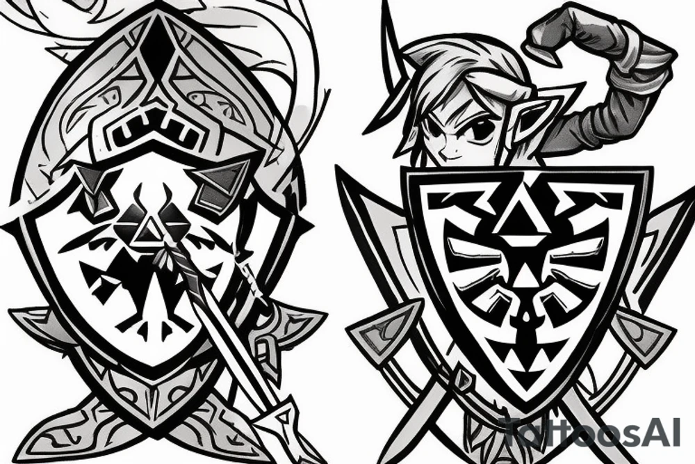 The Legend Of Zelda Link Holding Master Sword tattoo idea