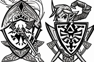 The Legend Of Zelda Link Holding Master Sword tattoo idea